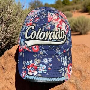 Robin Ruth Colorado Floral Trucker Hat Cap Snapback Mesh Blue Holiday Souvenir